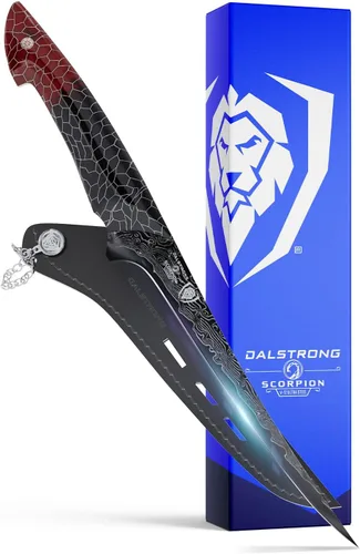 Vista 10 de Dalstrong Juego de 2 Cuchillos - Cuchillo de Chef 8"+Cuchillo de Pelar 4"-Serie Scorpion Hellfire-Acero Ultra™V12 Japonés-Damasco Negro-Mango