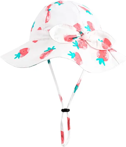Vista 88 de Sombrero de sol para bebé niña con UPF 50+ sombrero de playa ajustable para exteriores con ala ancha