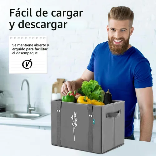 Vista 9 de Green Bulldog - Bolsas reutilizables para comestibles, resistentes y reutilizables, con asas largas, plegables y plegables, con capacidad para hasta