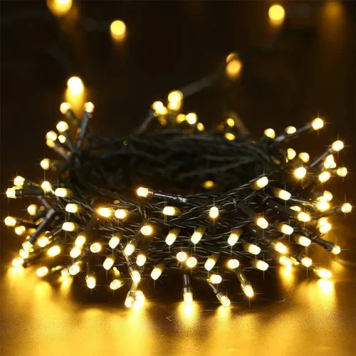 Vista 6 de Luces solares de Navidad para exteriores, tira de luces de 33 pies con 100 luces LED de hadas solares, 8 modos, luces impermeables para Navidad
