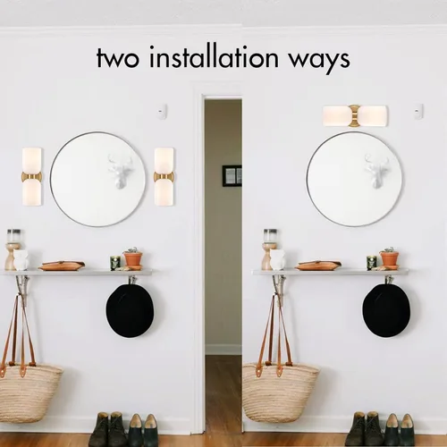 Vista 9 de CLAXY Lámpara de pared moderna de baño en oro con vidrio lechoso, accesorios de iluminación de baño con 2 luces regulables Dual E26 Based Cylinder