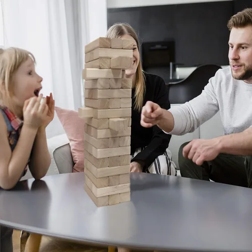 Vista 2 de easyGO grandes bloques de madera Stack & Tumble gigante Stacking & Tumble Tower Juego, Stacks a más de 4 pies de altura.
