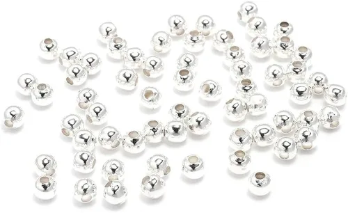Vista 14 de 500 cuentas espaciadoras redondas de bronce de 0.079 pulgadas (0.079 in), cuentas de metal con semillas de extremo de bola lisas para fabricación