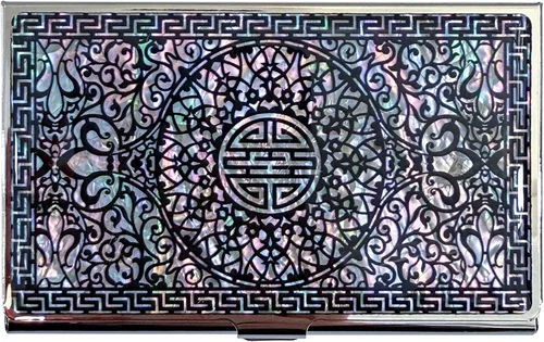 Vista 23 de Estuche para Tarjetas de Visita de Nácar Portador de Tarjetas de Crédito Identificación y Nombre Cartera de Viaje Diseño de Pintura Artística Metal