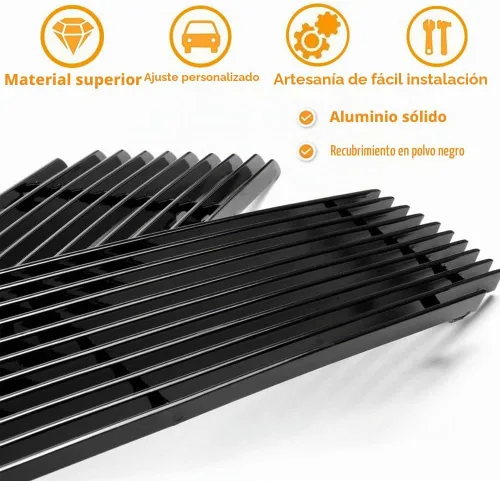 Vista 4 de Combo de rejilla frontal negra Billet para Chevy Camaro LT/LS V6 Phantom estilo principal superior inferior parachoques aluminio Billet Grill