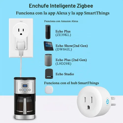 Vista 3 de Enchufe inteligente, DOGAIN Zigbee Smart Plugs Outlet funciona con ST y Echo Plus Hub Control de voz compatible con Alexa y el Asistente de Google