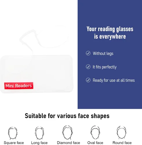 Vista 3 de DXYXYO Gafas de lectura delgadas sin brazos para hombres y mujeres, mini lectores de nariz ligeros sin patas con clip, paquete de 3
