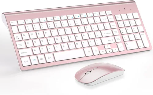 Vista 10 de Combo de teclado y mouse inalámbrico ultradelgado, TopMate 2.4G, mouse USB compacto silencioso de 2400DPI y teclado de interruptor de tijera