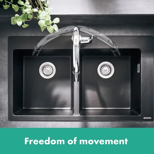 Vista 8 de Hansgrohe Metropol - Grifo de cocina para baño individual empotrado con palanca, color negro mate 240 con rociador extraíble y rango giratorio