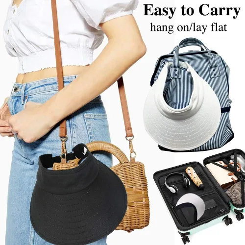 Vista 5 de 2 sombreros de ala ancha para mujer, con protección UV, para golf, playa, diseño de Corea