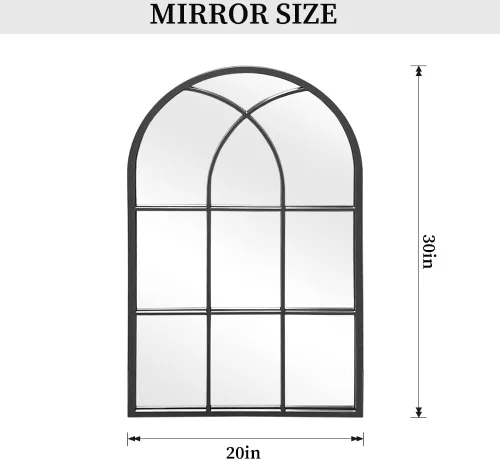 Vista 4 de Dewfig Espejo de Pared con Ventana Arqueada, 30"x20" Espejos de Panel de Ventana, Espejos de Tocador para Baño, Dormitorio, Entrada, Sala de Estar