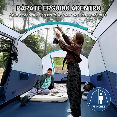 Vista 2 de TIMBER RIDGE 8 Person Family Camping Tent with Screen Porch