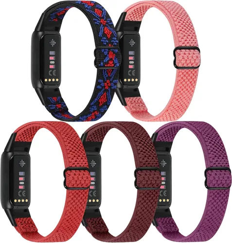 Vista 10 de enkic Bandas elásticas de nailon solo compatibles con correas Fitbit Luxe para mujeres y hombres, correa deportiva transpirable ajustable
