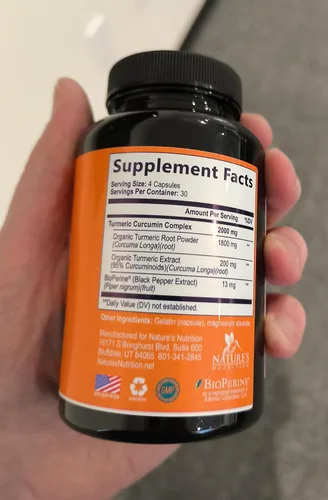 Vista 4 de Suplemento de curcumina de cúrcuma – 1800 mg de cúrcuma orgánica por porción – 95% de curcuminoides y extracto de pimienta negra BioPerine para una