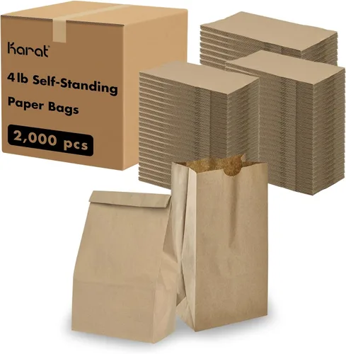 Vista 20 de Karat 1/8 Barrel Brown Kraft Paper Grocery Bags, 10.1x6.8x14.4 in, 500ct