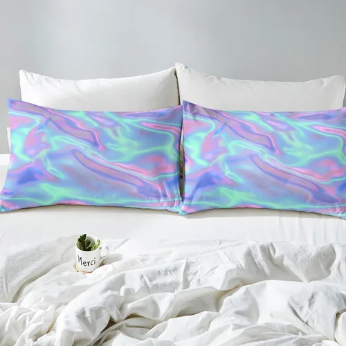 Vista 4 de Erosebridal Funda de edredón de teñido anudado, juego de ropa de cama con estampado colorido, funda de edredón psicodélica, funda de edredón verde