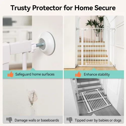 Vista 2 de COMOMY Paquete de 4 protectores de pared para puerta de bebé, extensor de puerta de seguridad para niños, protector de pared para puerta de bebé
