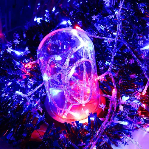 Vista 2 de Luces decorativas patrióticas del 4 de julio, tira de luces rojas, blancas y azules para interiores, 200 LED de 66 pies al aire libre, 8 modos