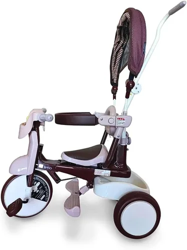 Vista 3 de iimo Triciclo plegable 3 en 1 – Triciclos premium para niños de 1 a 3 años – Bicicleta infantil de diseño japonés con mango de empuje, triciclo