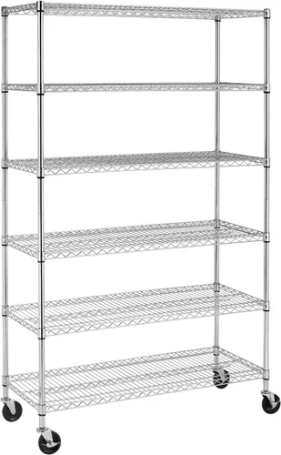 Vista 13 de BestOffice Estantes de almacenamiento de alambre de 4 niveles 12 pulgadas de profundidad x 18 pulgadas de ancho x 44 pulgadas de alto Negro