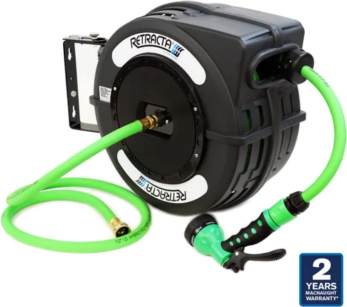 Vista 2 de Macnaught Carrete de manguera de jardín retráctil compacto C1 Retractable de 1/2 pulgada x 40 pies de alta resistencia de 150 PSI
