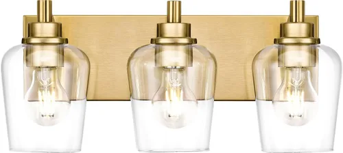 Vista 24 de Lámparas de baño, lámpara de tocador moderna de 4 luces con pantalla en forma de copa de vino de vidrio transparente, accesorios de iluminación Negro