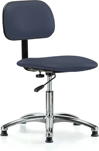 Vista 11 de Perch - Silla de laboratorio cromada con respaldo ajustable, altura del escritorio de 17 a 22 pulgadas, tela negra