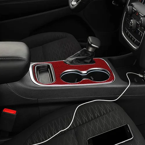 Vista 5 de AIRSPEED Cubierta de panel de palanca de cambios de fibra de carbono, calcomanía para consola central interior para Dodge Durango 2018 2019 2020