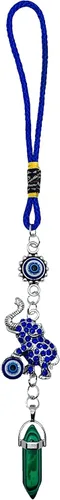 Vista 12 de LUCKBOOSTIUM Llavero de elefante de ojo turco y mandala con piedra preciosa de amatista, llavero decorativo contra el mal de ojo para bendición