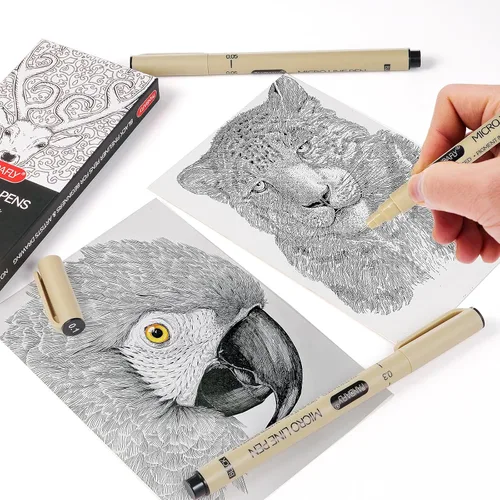 Vista 3 de PANDAFLY Black Fineliners - Bolígrafos de punta ultrafina de 6 tamaños, tinta de archivo impermeable, bolígrafo de arte negro para dibujar