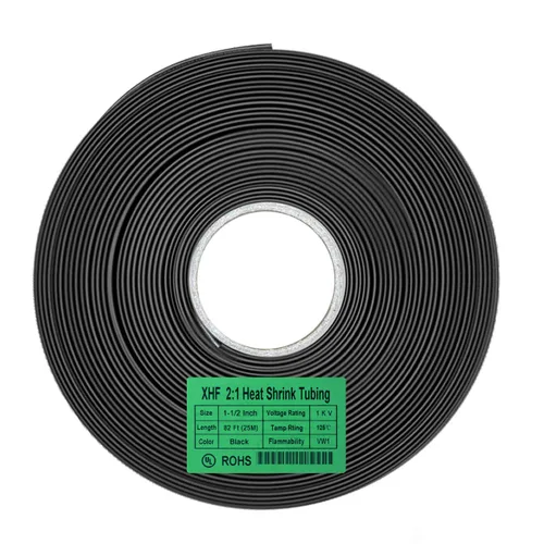 Vista 13 de XHF Rollo de tubo termorretráctil de 20 pies y 1-1/2 pulgadas con certificación UL 2:1, tubo retráctil industrial eléctrico para aislamiento