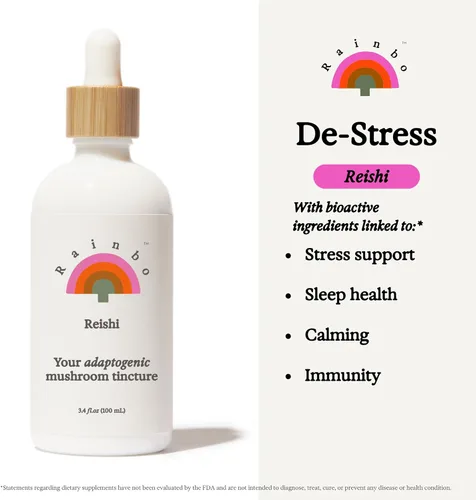Vista 6 de Rainbo Paquete de alivio del estrés de hongos sin alcohol, extracto de hongo Cordyceps + tintura de hongo Reishi, tinturas de hongos diarios