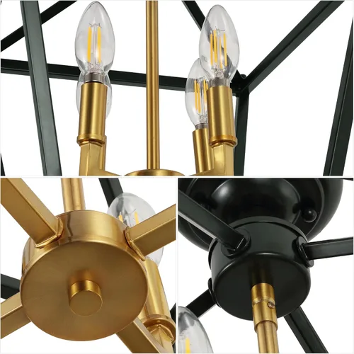 Vista 6 de JONATHAN Y Plains JYL7610H - Farol semiempotrado de hierro con 4 luces de 12 pulgadas, diseño de pagoda de marco abierto moderno de granja con jaula