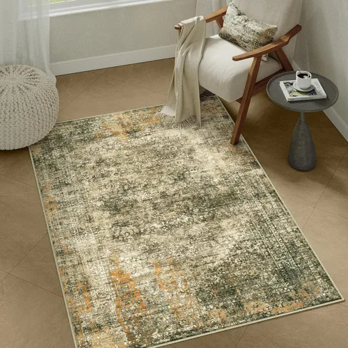 Vista 39 de PureCozy Alfombra de área beige de 2 x 3 pulgadas, lavable, vintage, pequeña, para entrada, cocina, suave, retro, floral, de pelo bajo, tapete