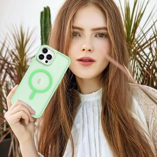 Vista 993 de Anuck - Funda magnética para iPhone 11 compatible con MagSafe, carcasa trasera mate translúcida dura, borde de TPU, delgada, resistente a impactos