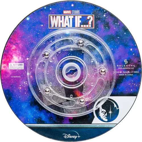 Vista 5 de Marvel Studios Qué pasa sí Capitán Carter - Juego de 5 pines con base de metal esmaltado, viene en una caja circular de 6.3pulgadas con licencia
