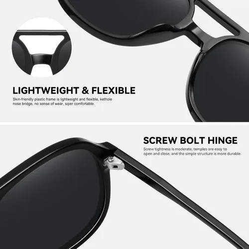 Vista 5 de Retro Aviator Sunglasses for Women Men Vintage Double Bridge Sun Glasses UV400 Protection