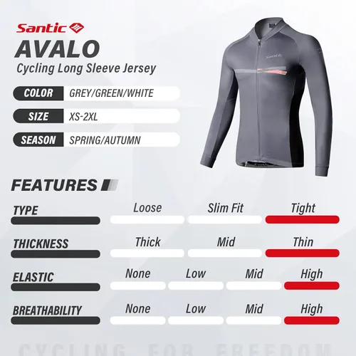 Vista 72 de Santic - Camiseta de ciclismo para hombre, manga larga, reflejante, cremallera completa, con bolsillos
