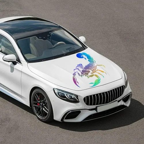 Vista 3 de JSCARLIFE Scorpion - Calcomanías de automóvil, prácticas calcomanías láser para capó de automóvil, calcomanías gráficas de vinilo autoadhesivas