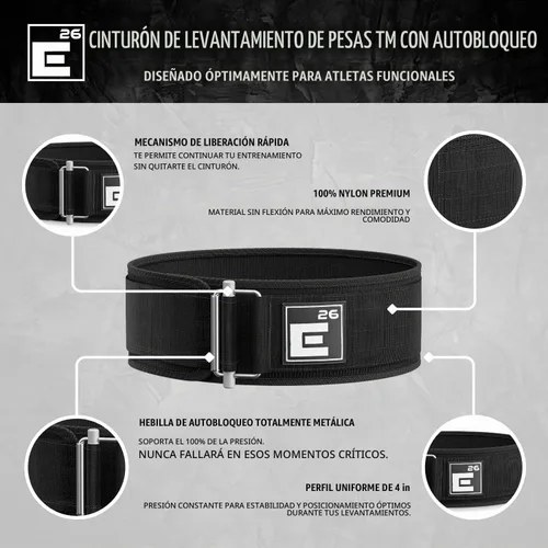 Vista 3 de Element 26 Cinturón de levantamiento de pesas con autobloqueo, cinturón de levantamiento de pesas premium para atletas de fitness funcional serio