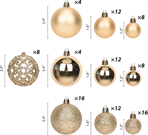 Vista 2 de 100 bolas de Navidad, adornos inastillables para el árbol de Navidad Champán