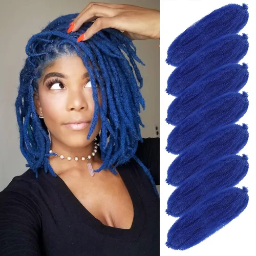 Vista 9 de Cabello para Trenzas Marley Twist de 10 pulgadas Negro 3 Paquetes Cabello Afro Twist Elástico Preseparado para Locs Suaves Cabello Spring Twist