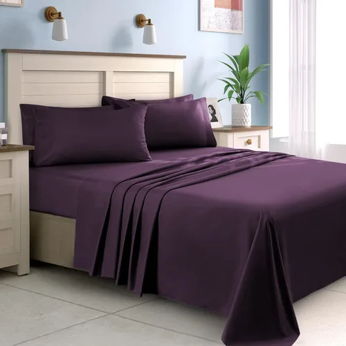 Vista 98 de HOMEIDEAS Sábanas de cama tamaño completo – Juego de 6 piezas (azul aguamarina) – Sábanas de ropa de cama de microfibra cepillada extra suave