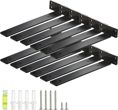 Vista 16 de HEART ART Soportes flotantes para estantes de 6 pulgadas, color negro resistente, paquete de 2 6 pulgadas de largo x 1.3 pulgadas de alto x 1.3
