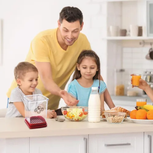 Vista 7 de Cortador y picador de frutas - Cortador de tazas para fresa, uva, plátano, champiñones, utensilios de cocina para frutas y verduras, herramienta