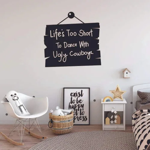 Vista 2 de Life is too Short Dance Cowboy Cowgirl - Adhesivo decorativo para pared con citas de vida campestre para habitación de niños, dormitorio, garaje