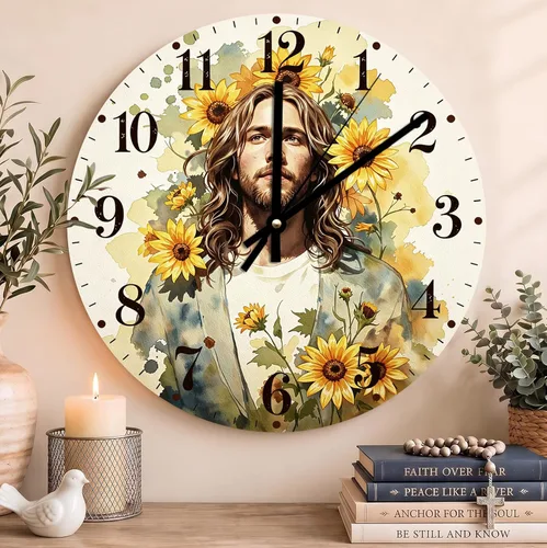 Vista 68 de Reloj con versículo bíblico con citas de Jesús, relojes de 0929Regalos Cristianos (2)