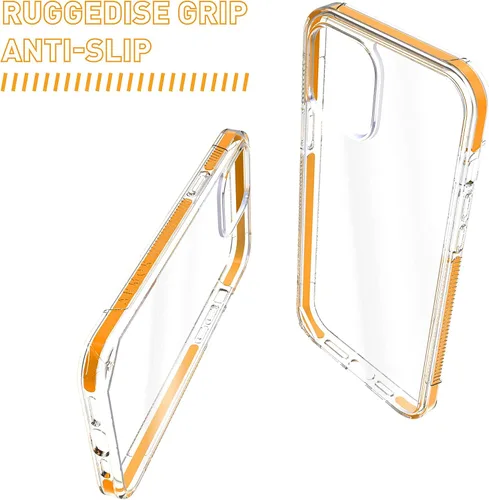 Vista 8 de Armor Funda Signature para iPhone 12 Mini, transparente con cinta naranja