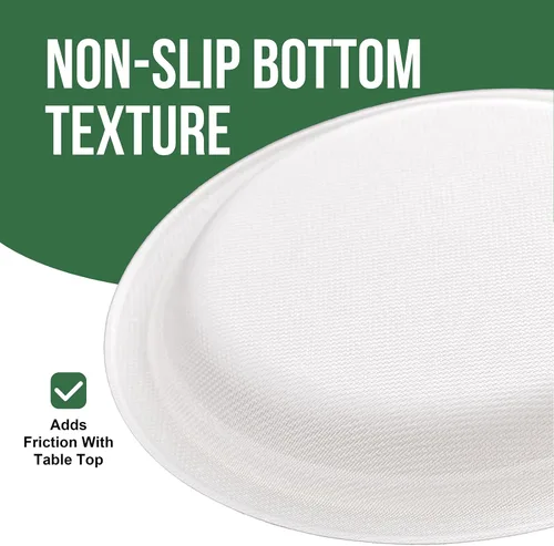 Vista 8 de DaYammi Platos de Papel 100% Compostables de 7 Pulgadas, Paquete de 60 Platos de Papel Resistente, Bagazo Biodegradable, Platos de Postre