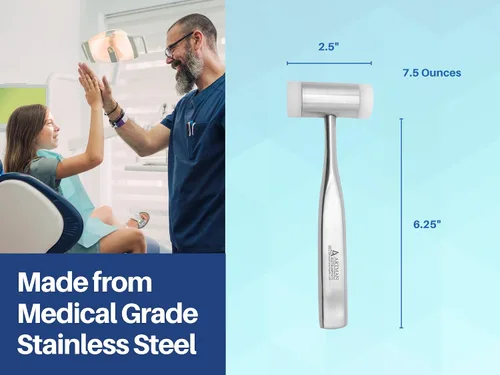 Vista 7 de Mazo quirúrgico – Martillo quirúrgico de implante con extremos tapados de teflón, mango ergonómico de 6.5 pulgadas, lavable en autoclave
